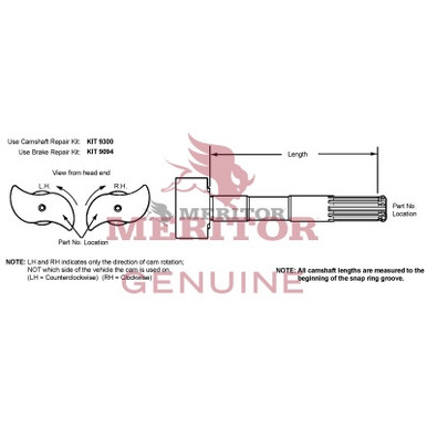 2210X6862 Meritor Camshaft Lh