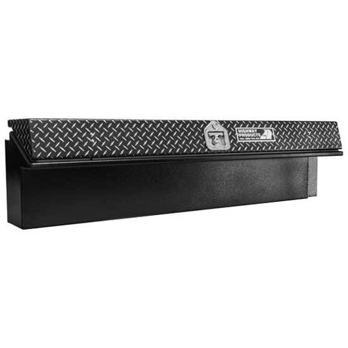 16 Inch 48 X 16 X Smooth Aluminum Low Side Tool Box With Single Black Diamond Plate Lid