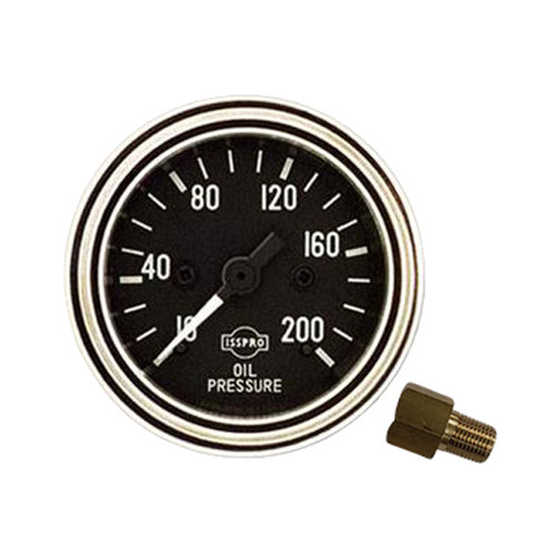 Oil Pressure Gauge 10-200 PSI, 12V Black Light