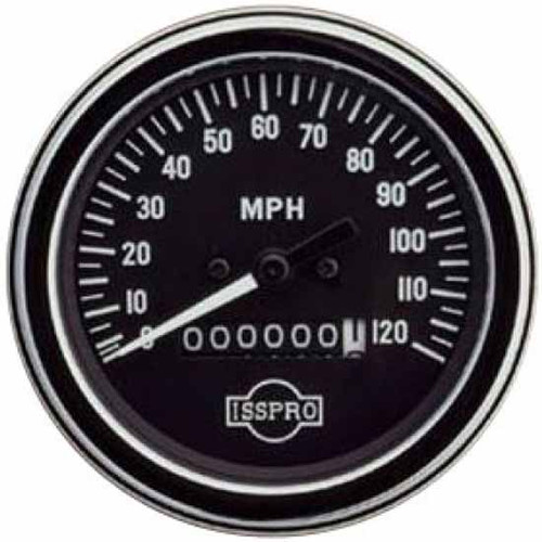 75 Inch Isspro 3.3 Mechanical Speedometer 120 Mph With Odometer, Chrome Bezel