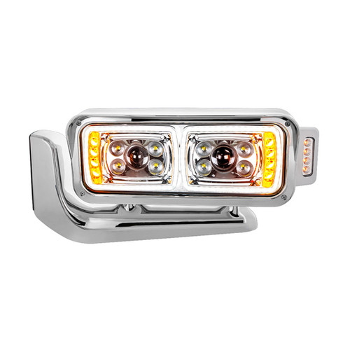 10 High Power Led Projection Headlight Assembly With Mounting Arm For Peterbilt 379