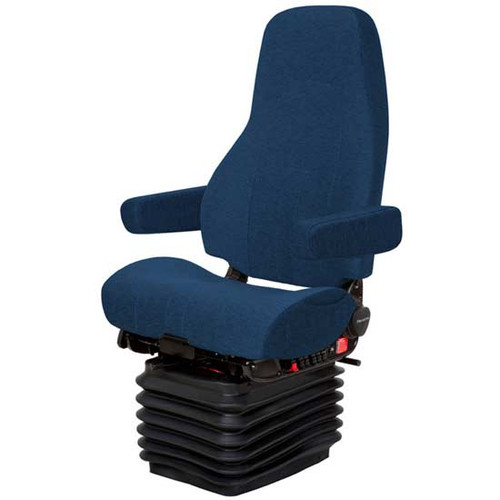 National Admiral High Back Driver Air Seat Standard Base With Swivel, Dual Armrests, Back Cycler, Heat, And Bellows - Orient Blue Mordura Cloth
