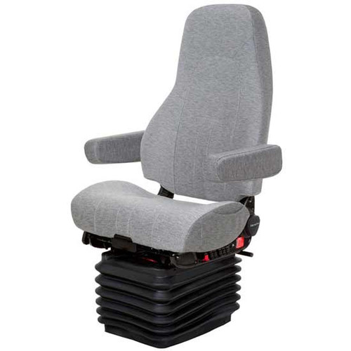 17 Inch Medium Gray Mordura Cloth Commodore Air High Back Seat Standard Base With Dual Armrests, Back Cycler And Bellows