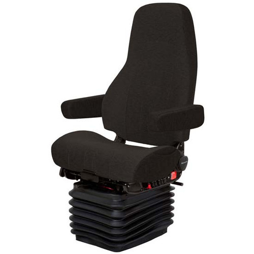 17 Inch Black Mordura Cloth Commodore Air High Back Seat Standard Base With Dual Armrests, Back Cycler And Bellows