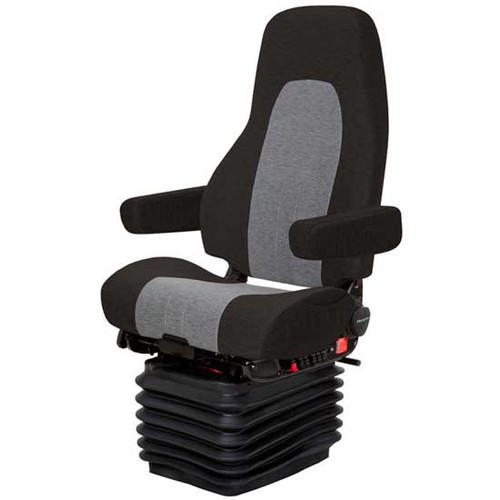 Black And Slate Dust Gray 2 Tone Mordura Cloth Commodore Air High Back Seat Standard Base With Armrests, Wide Back, And Bellows