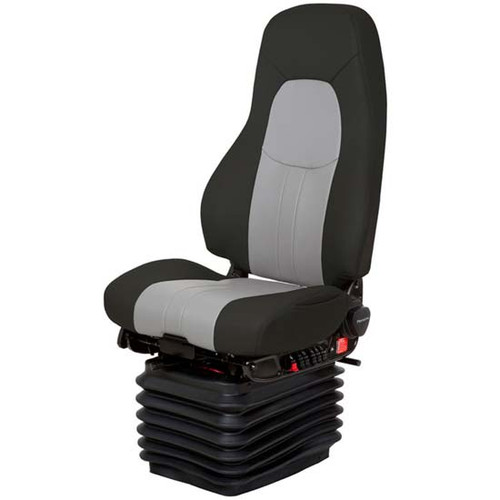 National Admiral High Back Passenger Air Seat With Swivel, Bellows, Heat, Wide Back - Raven Wing Black And Gray 2 Tone Ultraleather