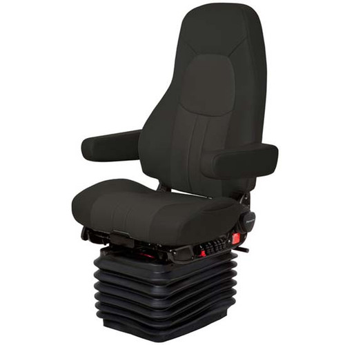 National Admiral High Back Seat With Standard Base, Passenger Side Swivel, Bellows, Heat, Wide Back, Armrests - Black 2 Tone Leather