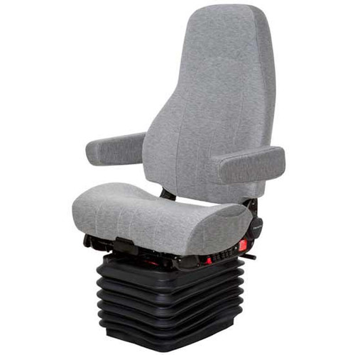 17 Inch National Admiral High Back Passenger Air Seat With Swivel, Dual Armrests, Back Cycler, Heat, And Bellows - Medium Gray Mordura Cloth