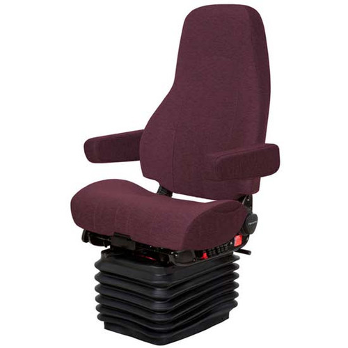 National Admiral High Back Passenger Air Seat With Swivel, Dual Armrests, Back Cycler, Heat, Bellows - Cajun Red Mordura Cloth
