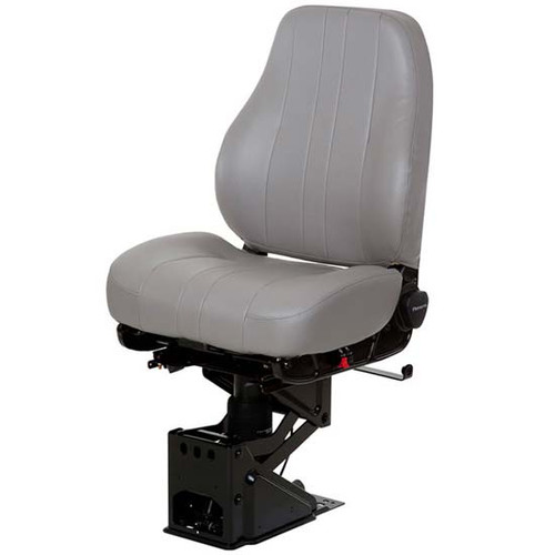 Opal Gray Vinyl Captain Mid Back Truck Seat Standard Base With Extendable Cushion