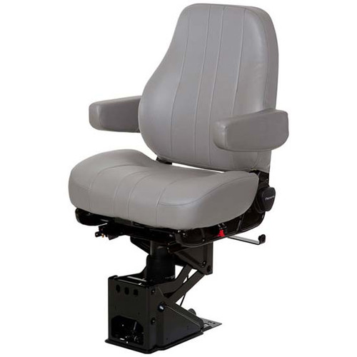 Opal Gray Vinyl Captain Mid Back Truck Seat With Armrests, Air Lumbar Support