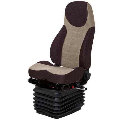 Chocolate Brown And Light Tan 2 Tone Mordura Cloth Corsair Air High Back Seat Standard Base With Standard Damper, Bellows, And With O Arm Rests And Back Cycler