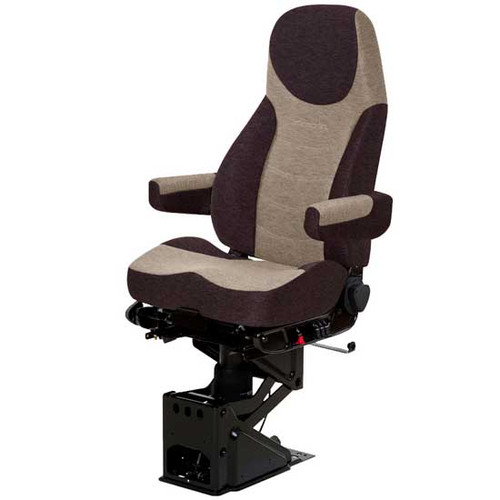 Chocolate Brown And Light Tan 2 Tone Mordura Cloth Corsair Air High Back Seat Standard Base With Air Lumbar Support, Arm Rests, Bellows, And With O Back Cycler