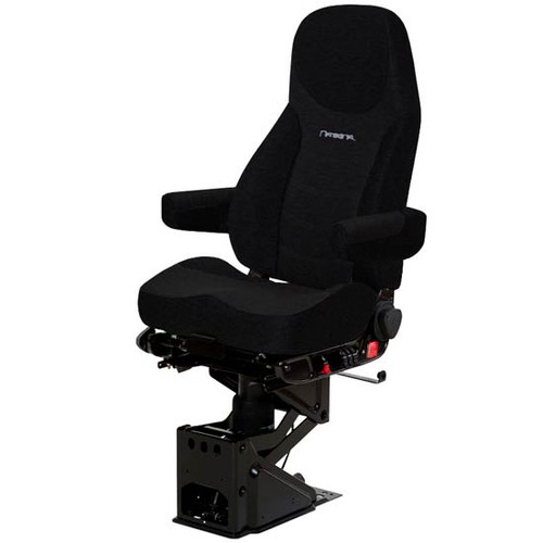 Black Mordura Cloth Corsair Air High Back Seat Standard Base With Arm Rest, Air Lumbar Support, Back Cycler, And Bellows