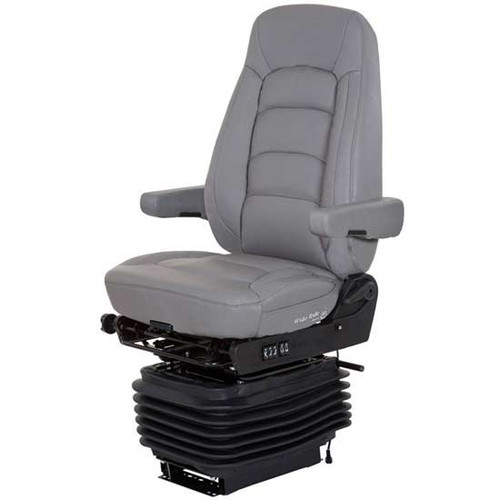 16 Inch Bostrom Gray Ultra-Leather Wide Ride+Serta Hipro Suspension Hi Back Seat With Heat And Armrests, Air Lumbar Support