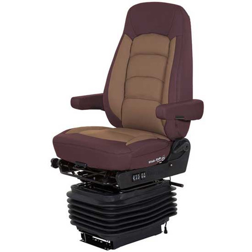 Bostrom Wide Ride +Serta Hipro Suspension Hi Back Seat With Heat And Armrests - Red/Tan Ultra-Leather