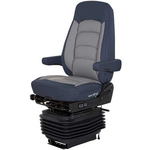 Bostrom Wide Ride Ii Plus Serta Low Base High Back Seat With Armrests - Blue/Gray Ultraleather