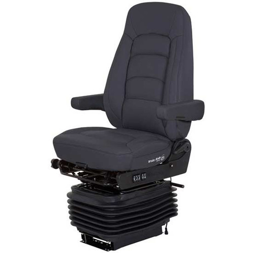 Bostrom Black Ultra-Leather Wide Ride +Serta Hipro Suspension Hi Back Driver Side Swivel Seat With Heat And Armrests, Air Lumbar Support
