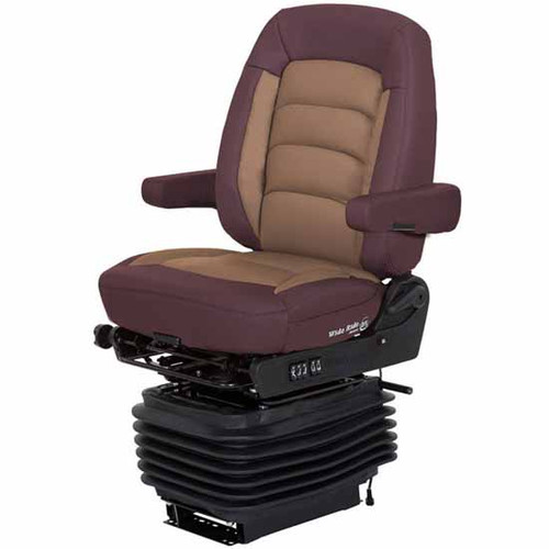 Bostrom Wide Ride +Serta Hipro Suspension Mid Back Seat With Heat And Armrests - Red/Tan Ultra-Leather