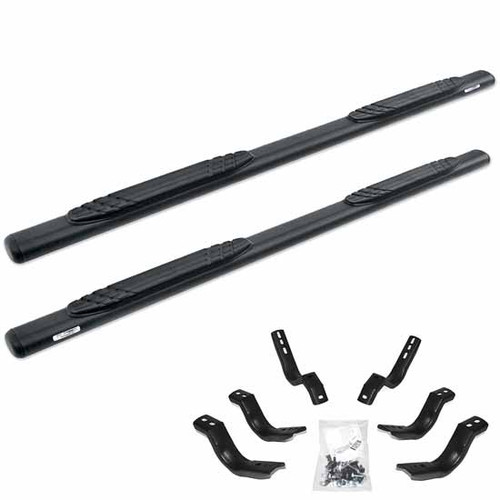 4 Inch Go Rhino Oe Xtreme Textured Black Galvanized Steel Sidesteps With Brackets, Complete Kit For Chevrolet Silverado, Gmc With Double Cab