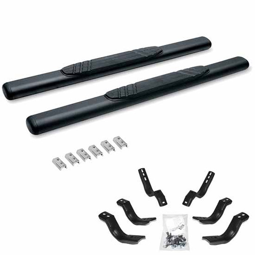 4 Inch Go Rhino Oe Xtreme Textured Black Galvanized Steel Sidesteps With Brackets, Complete Kit For Toyota Tundra 2007 - 2017 With Regular Cab