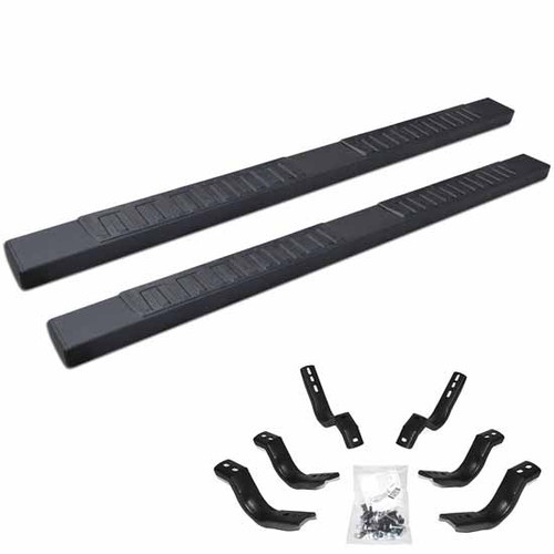 6 Inch Go Rhino Oe Xtreme Ii Textured Black Galvanized Steel Sidesteps With Brackets, Complete Kit For Chevrolet Silverado, Gmc Sierra 2019 + With Crew Cab