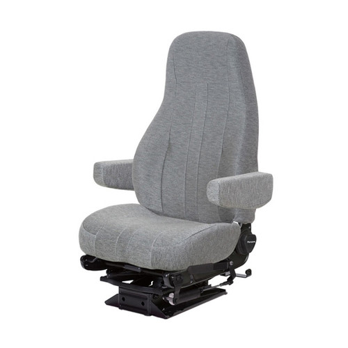 Captain Lo Truck Seat With Dual Armrest, Manual Pump, Gray Cloth