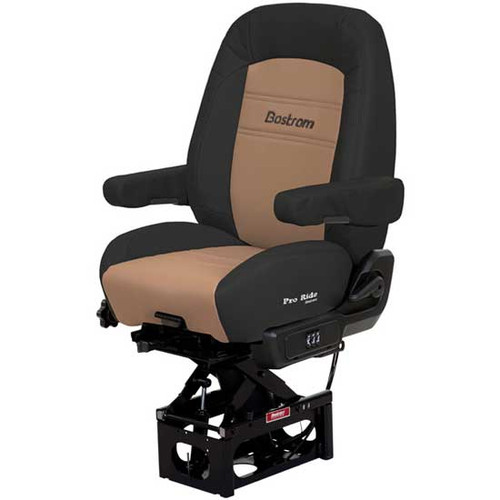 Bostrom Pro Ride Standard Base Mid-Back Seat With Dual Armrests - Black/Tan Ultraleather