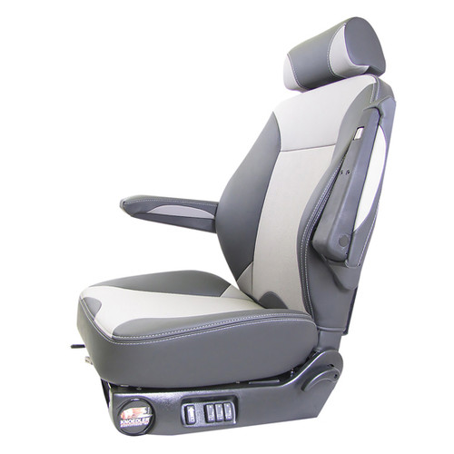Knoedler Extreme Low Rider Mid Back Seat With Headrest, Arms, Isolator- Gray Mordura Cloth