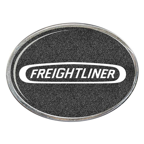 Metallic Black Oval Belt Buckle With Freightliner Logo