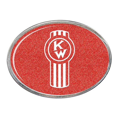 Metallic Red Oval Belt Buckle With Old Kenworth Logo