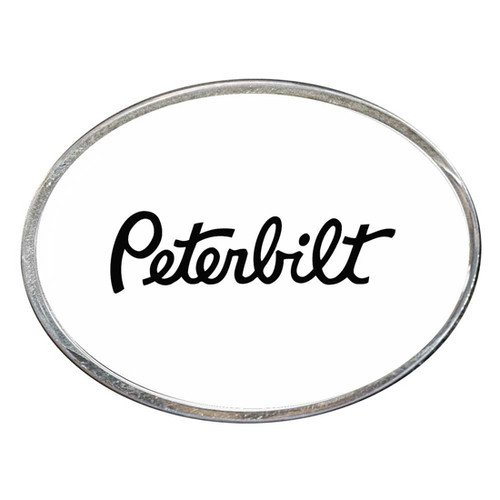 White Oval Belt Buckle With Peterbilt Logo