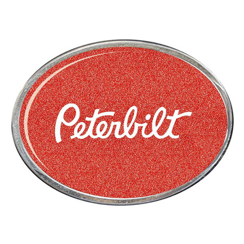 Metallic Red Oval Belt Buckle With Peterbilt Logo