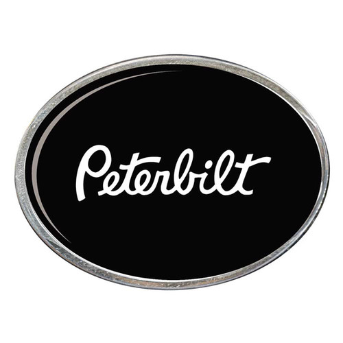 Black Oval Belt Buckle With Peterbilt Logo