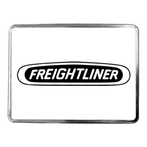 White Rectangular Belt Buckle With Freightliner Logo