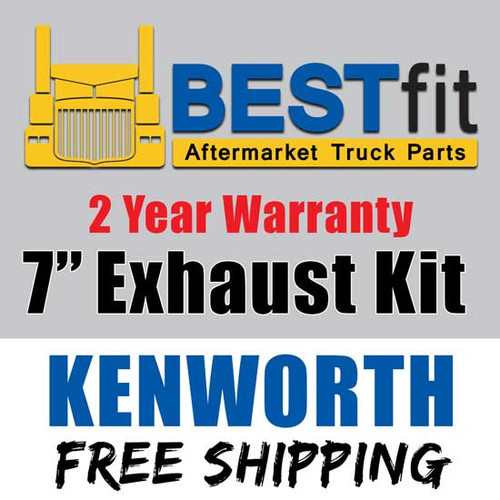 Chrome 7 Inch Exhaust Kit By BESTfit Fits Kenworth T600, T800, W900B/L