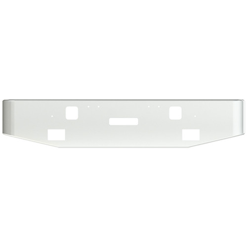 16 Inch Stainless Steel Bumper W/ Tapered Rolled End, 2 Square Fog Light Holes By Valley Chrome Fits Freightliner Classic 120 & XL