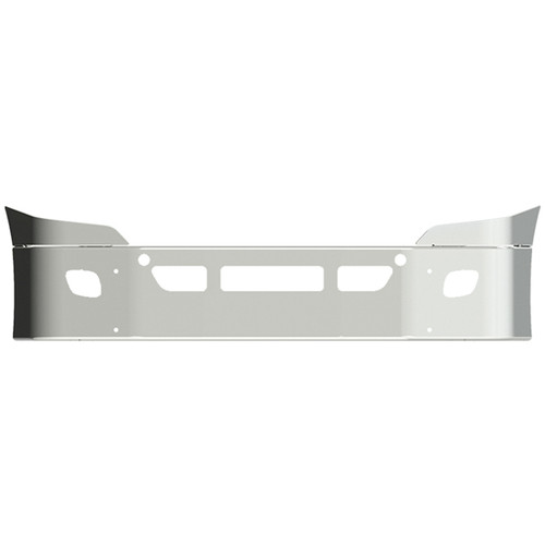 20 Inch Set Back Axle Wrap Around Bumper W/ Top Extensions, OEM Fog Light, Tow & Vent Holes By Valley Chrome Fits Freightliner
