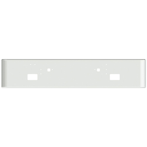 18 Inch Texas Square Rolled End Bumper W/ Mounting, Center Step, Tow & License Plate Holes By Valley Chrome Fits International 9300/9370 & 9670 Cabover