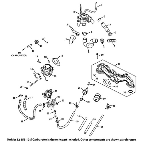 Kohler 32 853 12SA Courage 25 Carburetor 32 853 12S Original Part