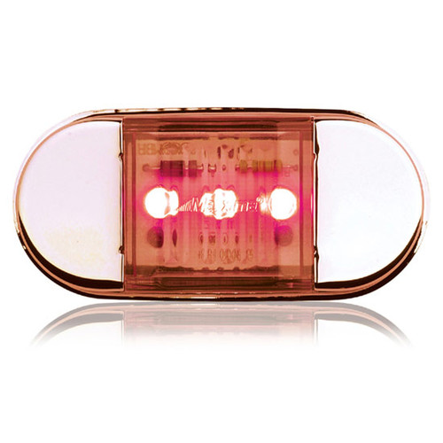 3 Diode Red Oval Courtesy LED Light W/ Bezel W/ Red Lens