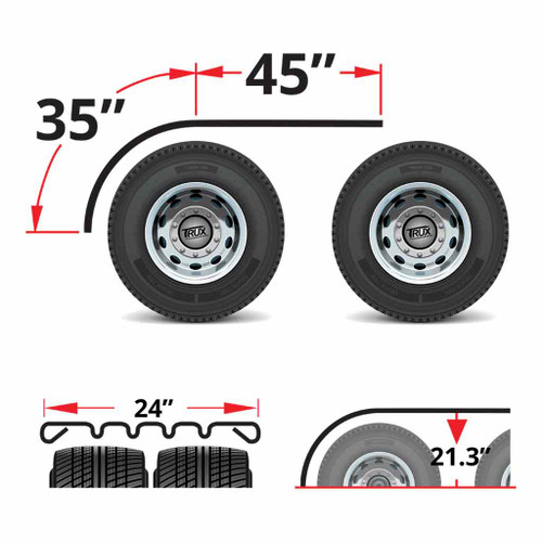 TRUX TFEN-H37 80" STAINLESS STEEL 4 RIBBED HALF FENDERS WITH BEADED EDGE (16 GAUGE)