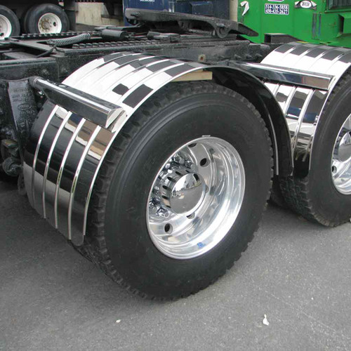 TRUX TFEN-S22 80" STAINLESS STEEL 4 RIBBED SINGLE AXLE FENDERS WITH BEADED EDGE (16 GAUGE)