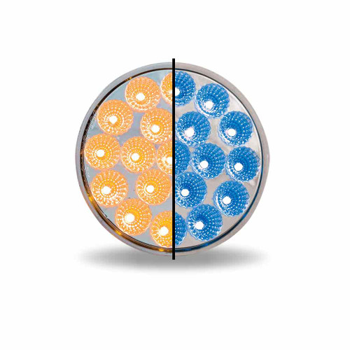 TRUX TLED-4XAB 4" AMBER TURN & MARKER TO BLUE AUXILIARY ROUND LED LIGHT - 19 DIODES