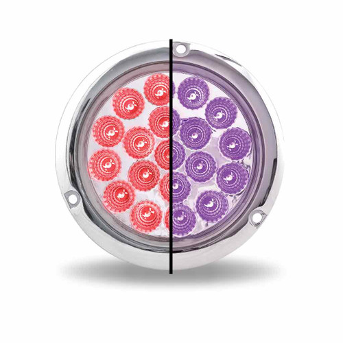 TRUX TLED-4XRPF 4" RED STOP, TURN & TAIL TO PURPLE AUXILIARY ROUND FLANGE MOUNT LED LIGHT - 19 DIODES