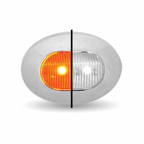 TRUX TLED-BX4AW 3/4" AMBER MARKER TO WHITE AUXILIARY OVAL LED LIGHT - 2 DIODES