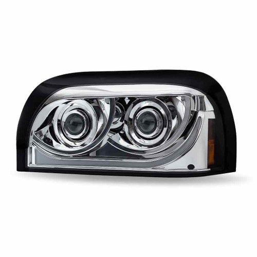 TRUX TLED-H49 CHROME FREIGHTLINER CENTURY LED PROJECTOR HEADLIGHT ASSEMBLY WITH DUAL FUNCTION HALO STRIP - DRIVER SIDE