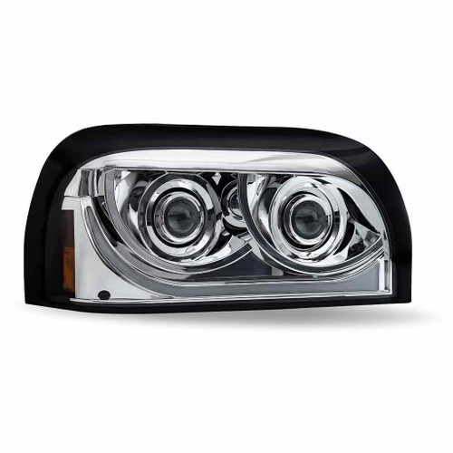 TRUX TLED-H50 CHROME FREIGHTLINER CENTURY LED PROJECTOR HEADLIGHT ASSEMBLY WITH DUAL FUNCTION HALO STRIP - PASSENGER SIDE