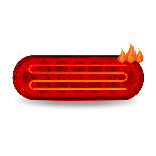 TRUX TLED-OBH 6" RED STOP, TURN & TAIL OVAL LED LIGHT WITH HEATED LENS - 12 DIODES