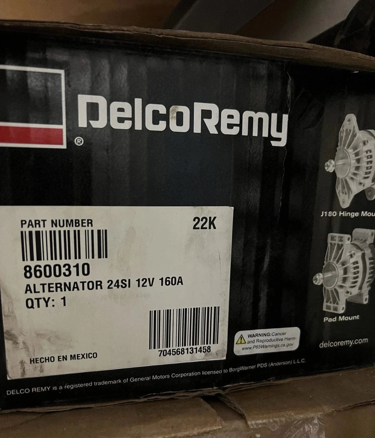 8600310 | Genuine Delco-Remy Alternator 24SI 160amps J180 Hinge 12V